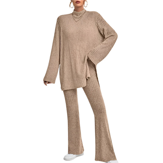 Women's Ribbed Knit Wide-Leg Pants