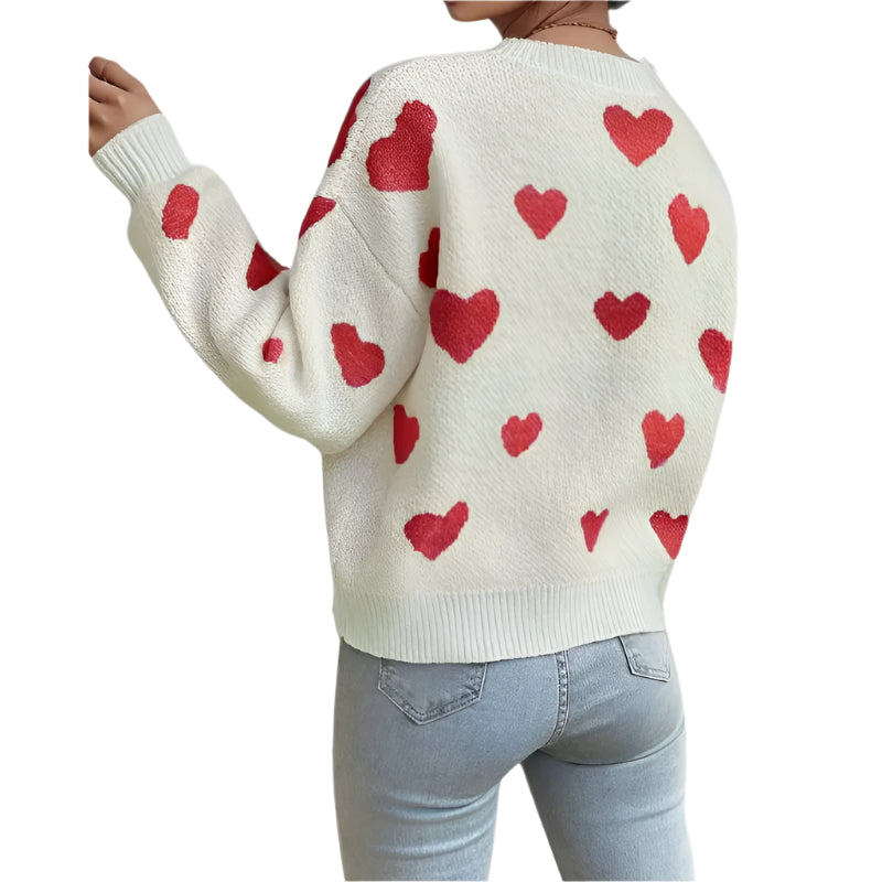 Women's Heart Pattern Knit Sweater