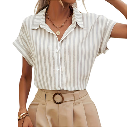 Women's Striped Button-Up Shirt