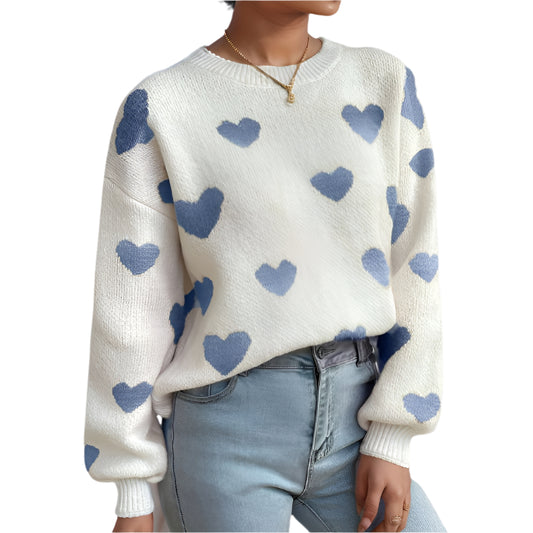 Women's Heart Pattern Knit Sweater