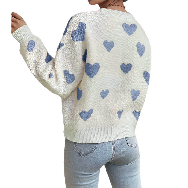 Women's Heart Pattern Knit Sweater