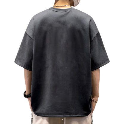 Men's Loose Suedette Crew Neck T-Shirt