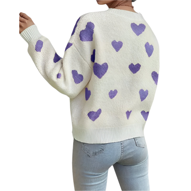 Women's Heart Pattern Knit Sweater