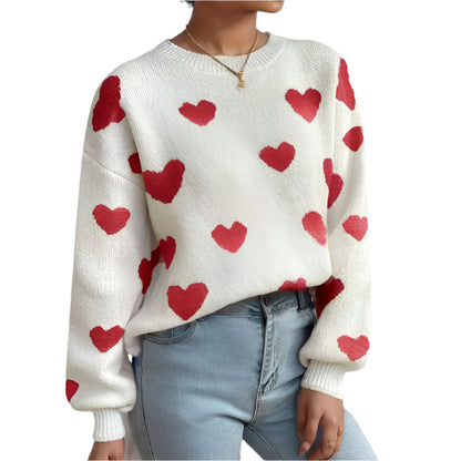 Women's Heart Pattern Knit Sweater